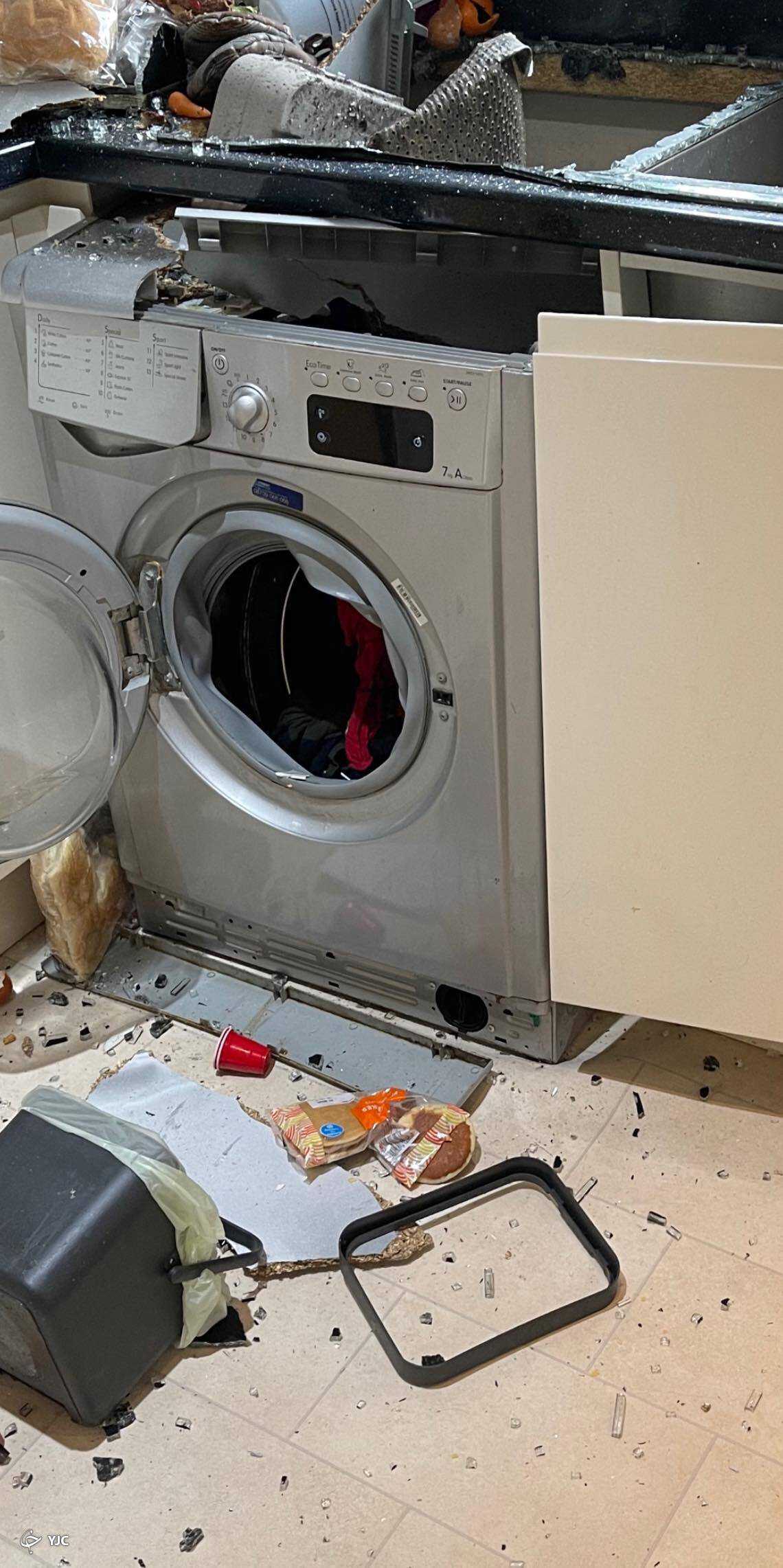 وحشت زن خانه دار از انفجار ماشین لباسشویی!